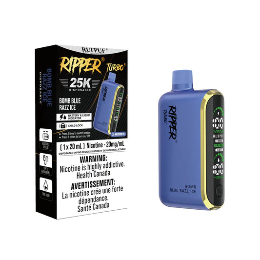 RUFPUF RIPPER TURBO 3 25K DISPOSABLE VAPE - Bomb Blue Razz Ice
