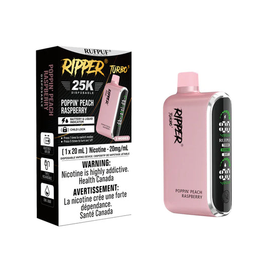 RUFPUF RIPPER TURBO 3 25K DISPOSABLE VAPE - Poppin Peach Raspberry